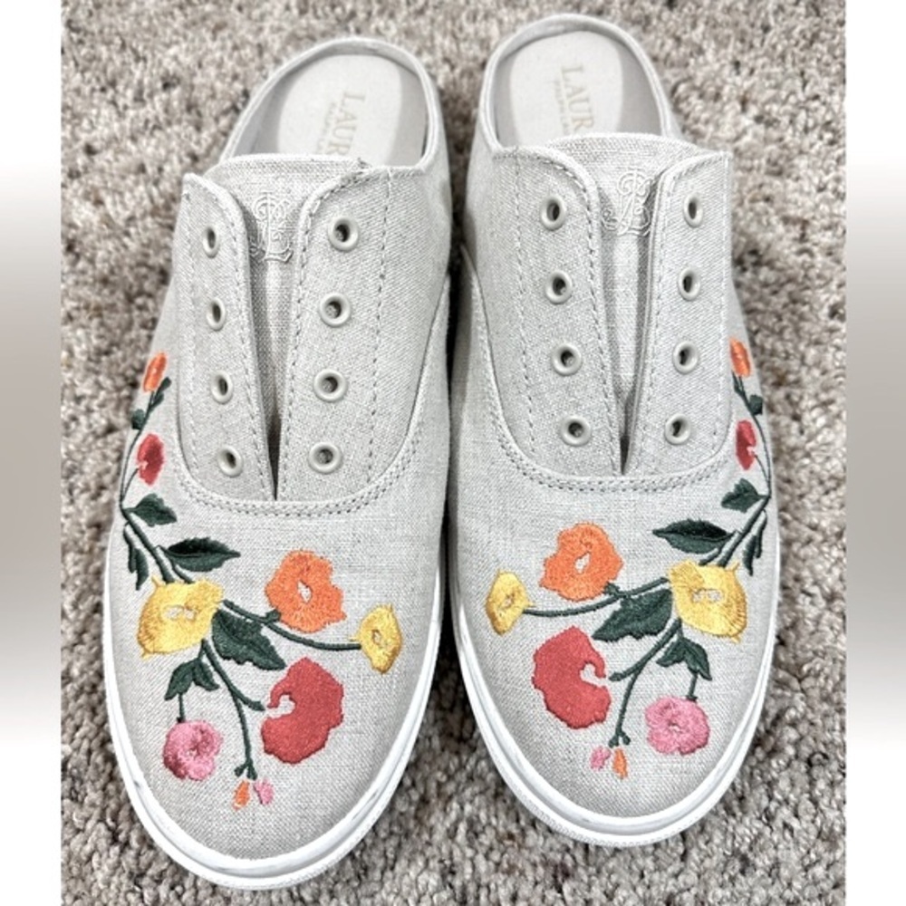 Lauren Ralph Lauren Jaida II Natural Linen Sneaker Size 9B - Picture 2 of 9